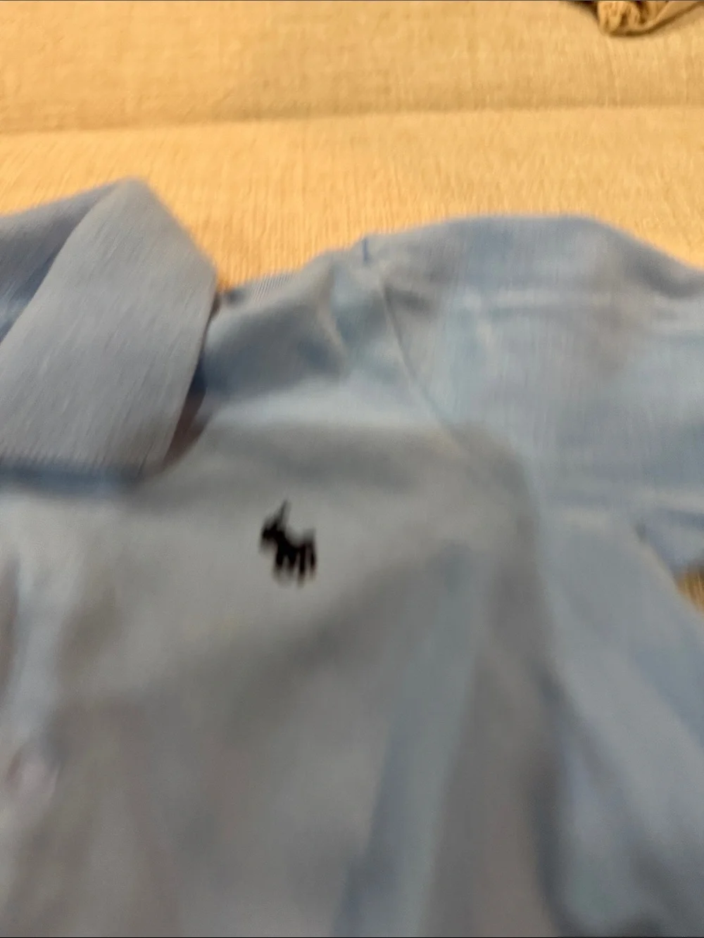 Ralph Lauren Baby Blue Polo One-Piece With Snaps